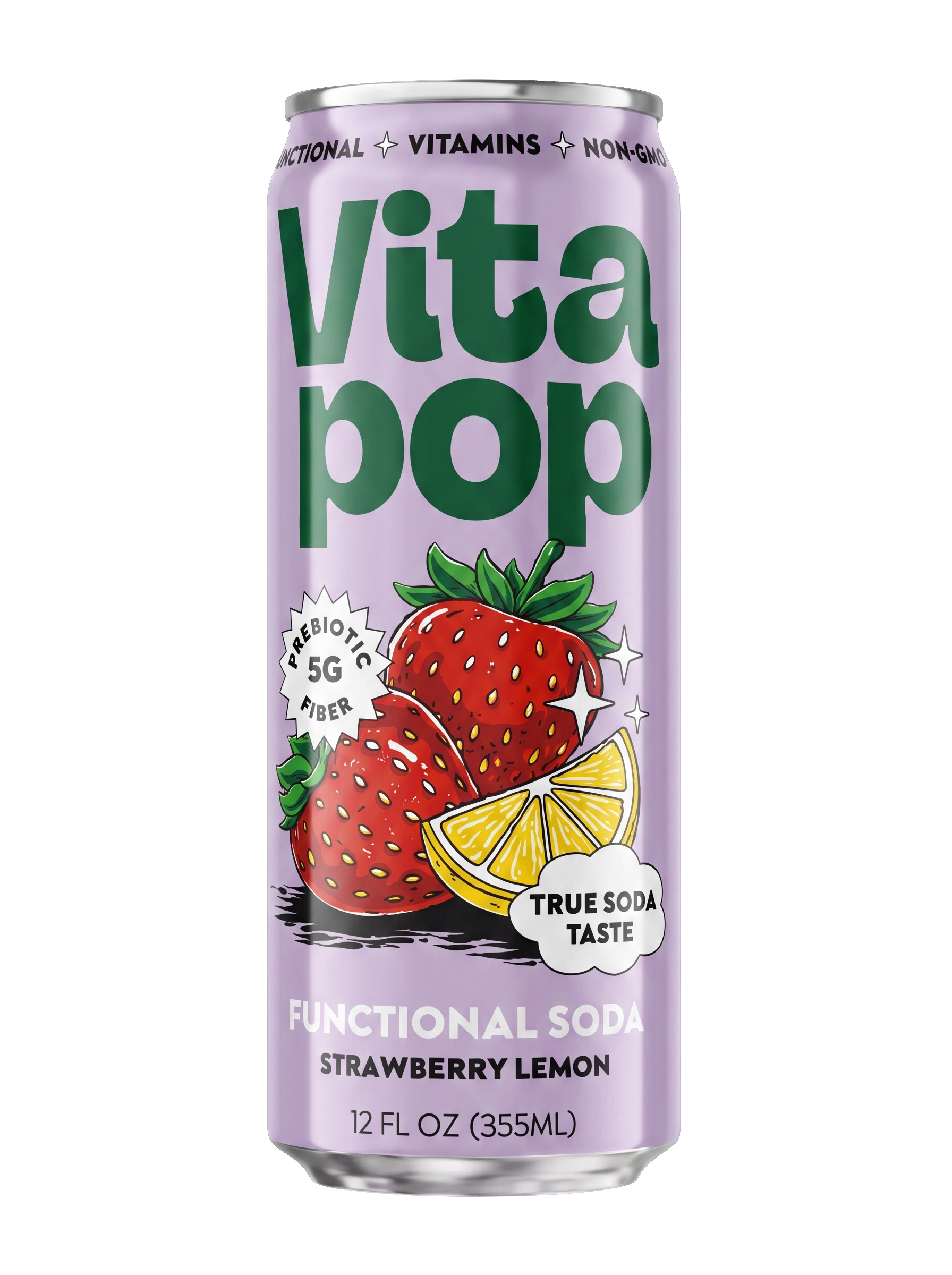 NEW 💥 Strawberry Lemon Prebiotic Soda | Vita Pop – 12 x 12OZ